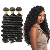 Deep Wave Virgin Human Hair Natural Black Bundles