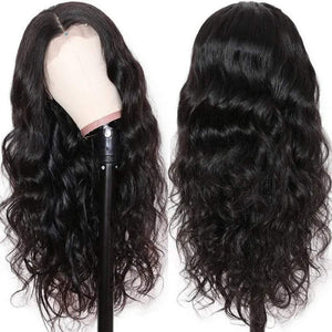 Body Wave 13x4 Transparent Frontal Lace Wig Naturlal Black 180% Density